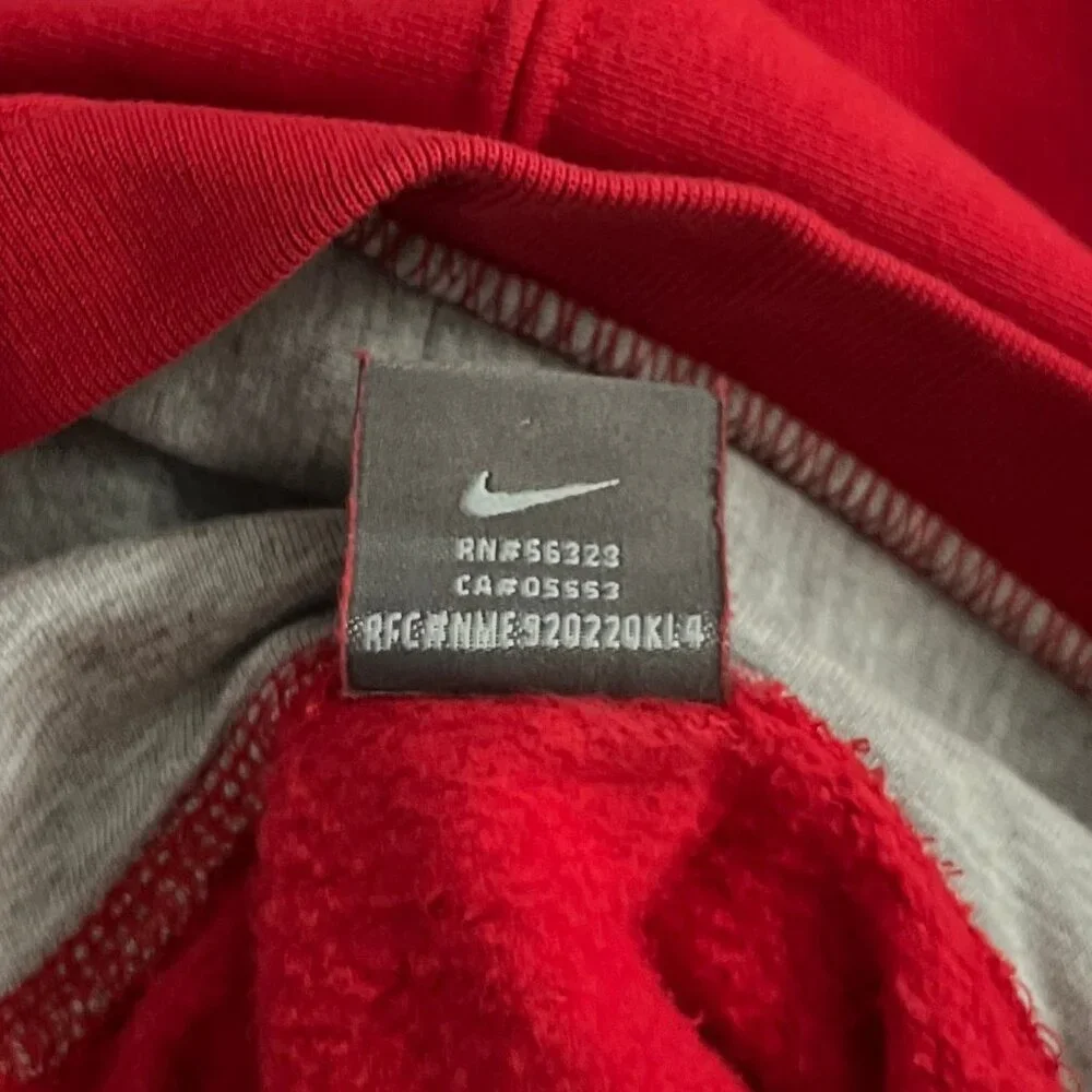 Vintage Nike Youth Small 4-6 Red Script Pullover Hoodie Kangaroo Pocket Y2K